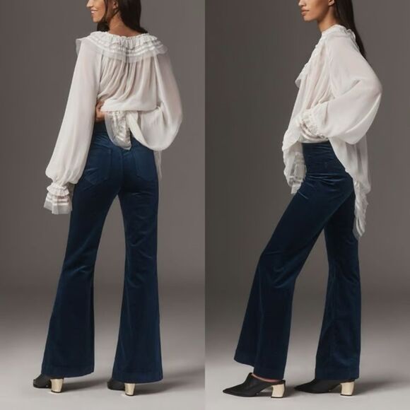 Anthropologie Pull-On Mid-Rise Retro Flare Velvet Jeans - Picture 1 of 3
